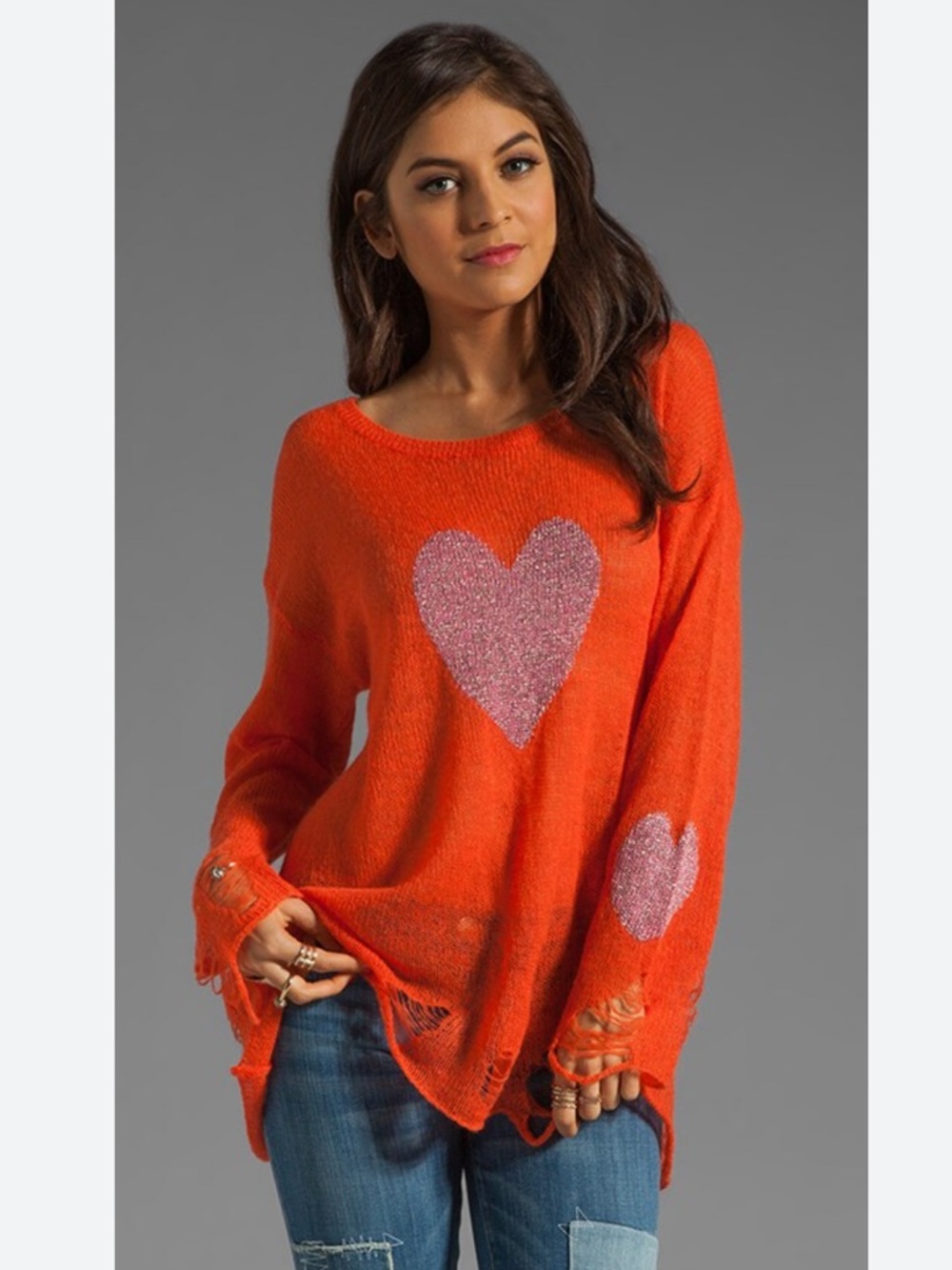 Wildfox White Label Glitter Heart Sweater (Happy Heart Lennon Sweater)